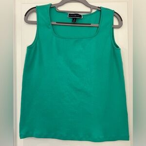 Karen Scott Women's Squared Scoop Neck Tank Top in Teal Green